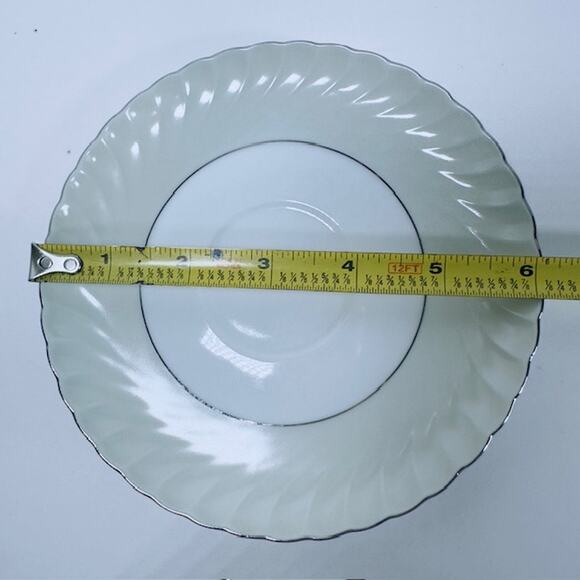 Royal Tettau South Wind Grey Green 4 Cups & Saucers Set Border Swirled w/ Trim - Picture 14 of 16